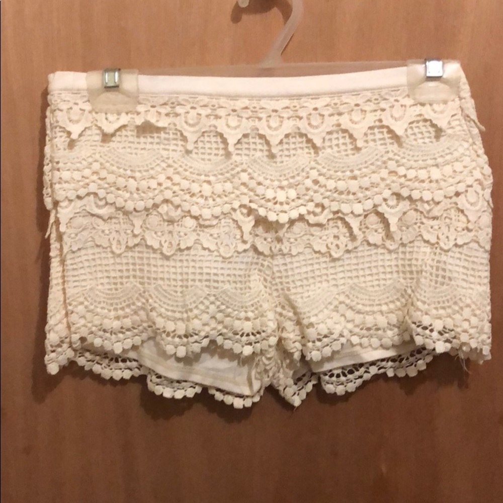 Cream Lace Shorts